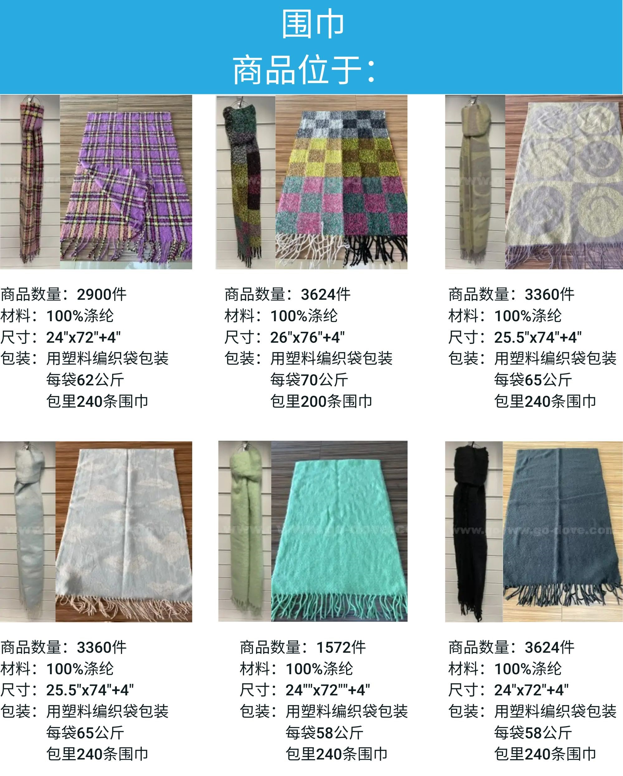 协商交易，立即报价——批量出售全新的纺织产品（含服装、配饰和家纺等）等